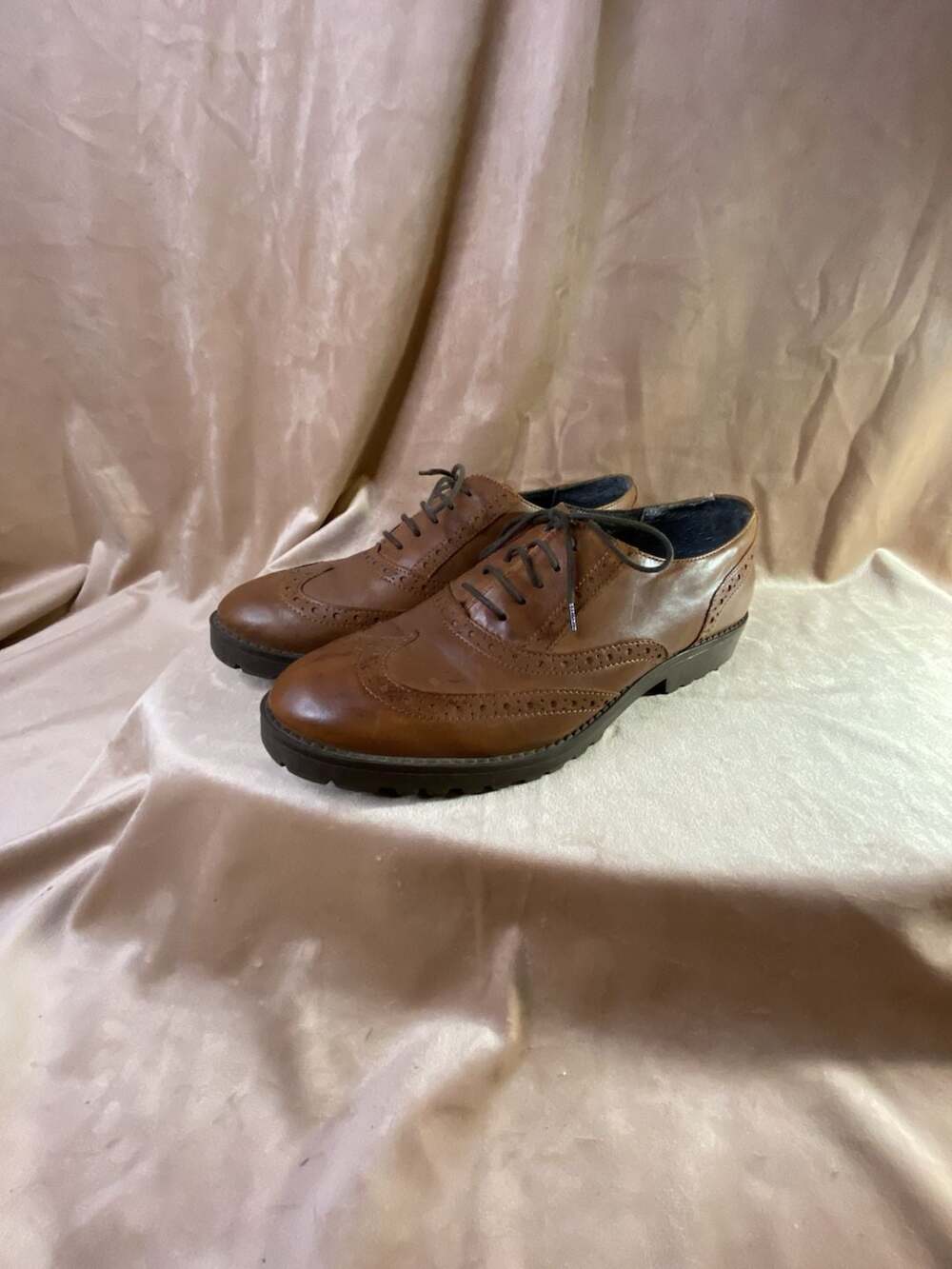 Bata Women's Brown Real Leather Wingtip Brogue Oxford Lace-Up Shoes: EU 39